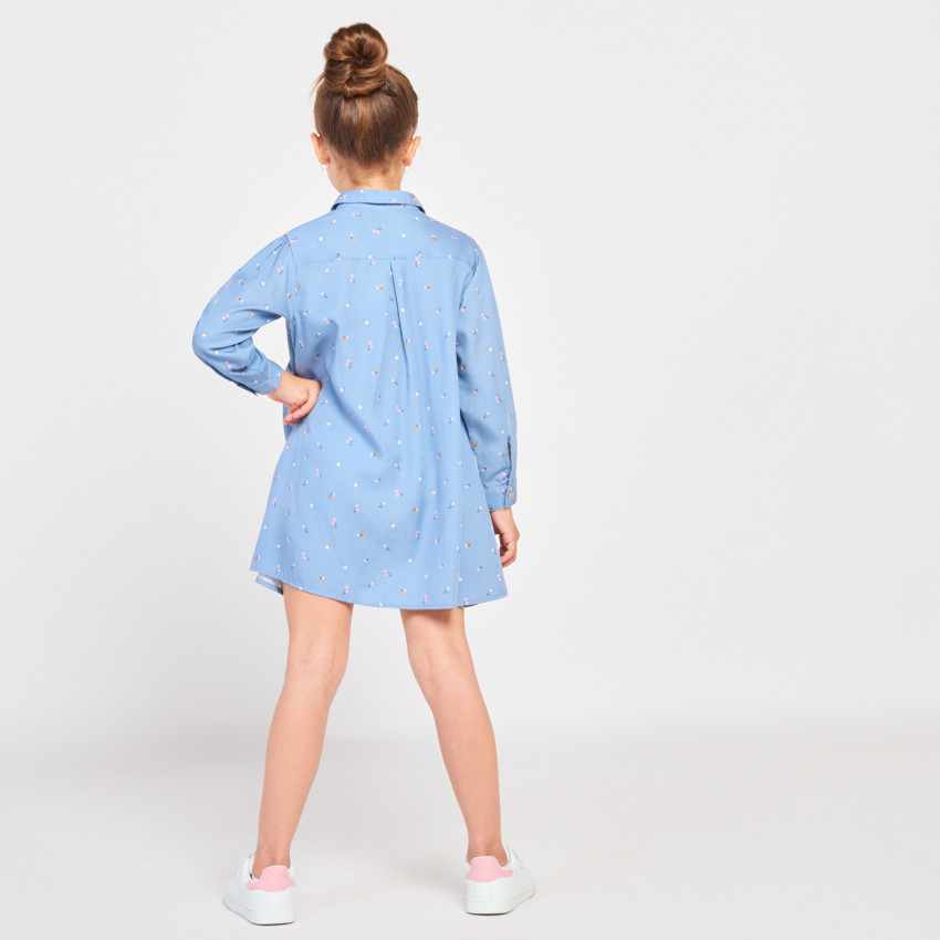 Robe chemise manches longues imprimé fleurs pour fille 