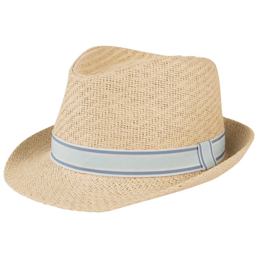 Borsalino tressé avec galon bicolore pour bébé garçon 