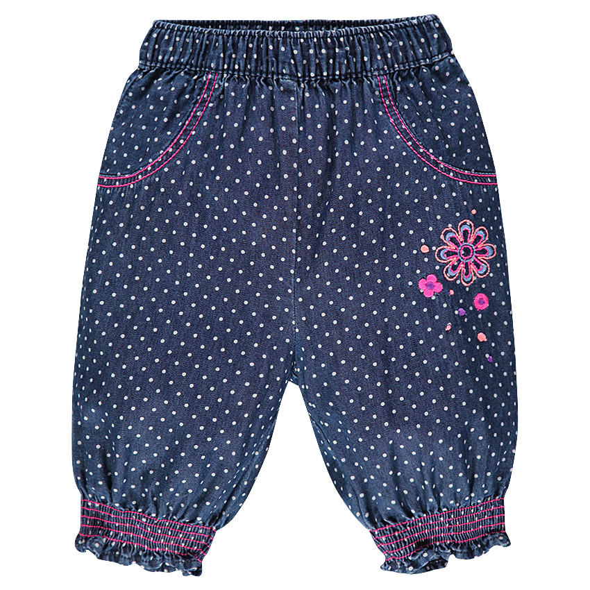 Pantacourt en jean imprimé pois et fleurs pour bébé fille 