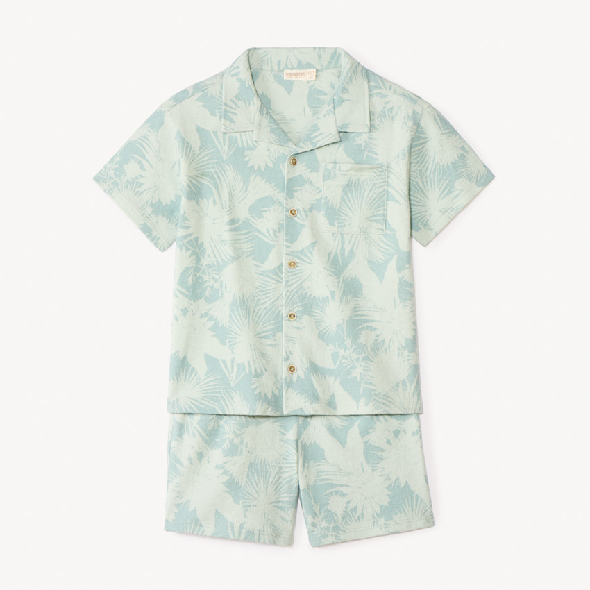Ensemble 2 pièces chemise + bermuda style hawaïen pour garçon 