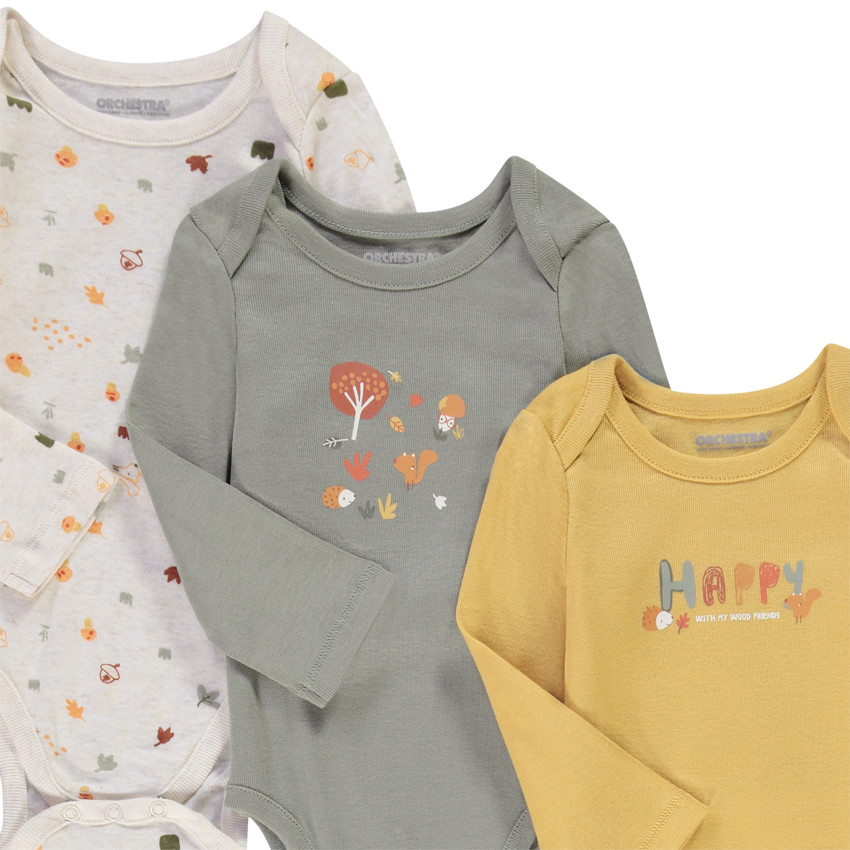 Lot de 5 bodies manches longues motifs forêt pour bébé garçon 
