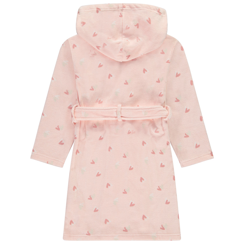 Peignoir eponge a capuche imprime c urs pour fille