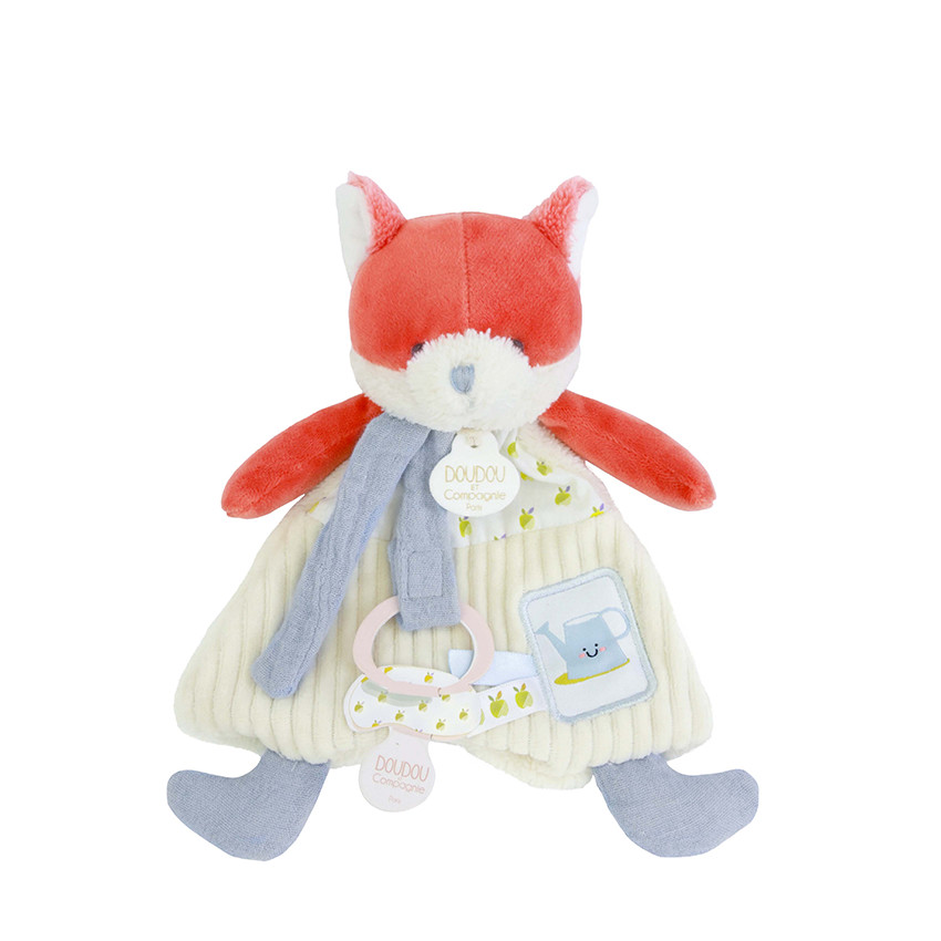 Petite peluche Romarin le renard avec lien attache-sucette 