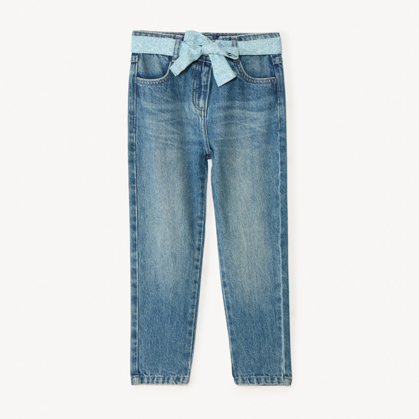 Jean avec ceinture fleurie à nouer pour fille 