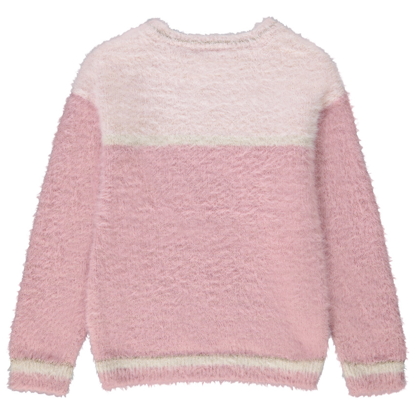 Pull en tricot effet fourrure et color block pour fille 