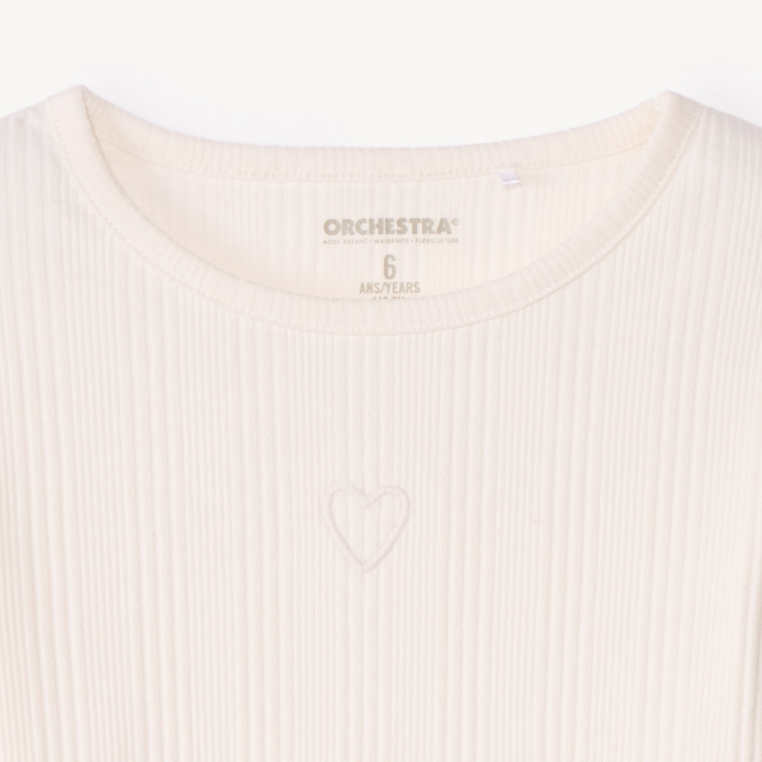 T-shirt manches longues avec cœur brodé pour fille   