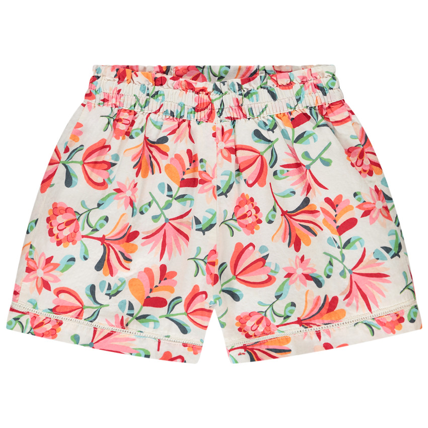 Short imprimé floral avec dentelle jour échelle pour fille 