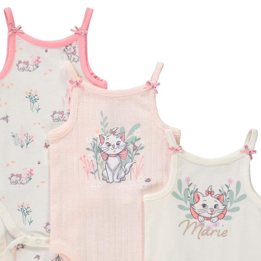 Lot de 3 bodies sans manches fantaisie Marie Disney pour bébé fille 