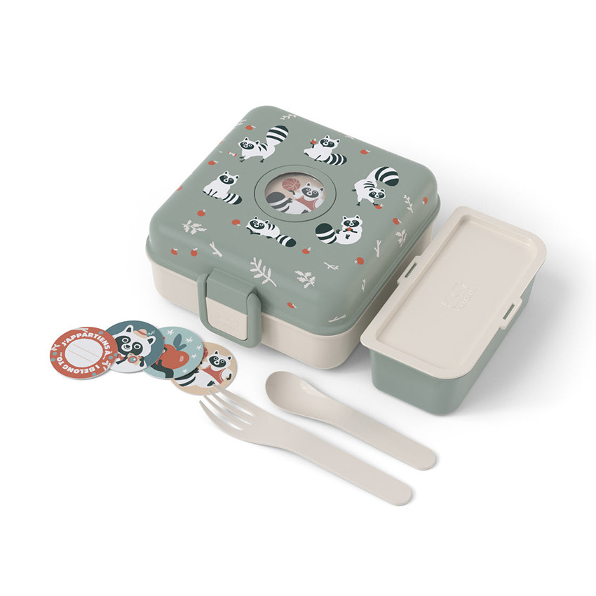 Lunchbox personnalisable 850ml Snacky avec couverts Raccoon 