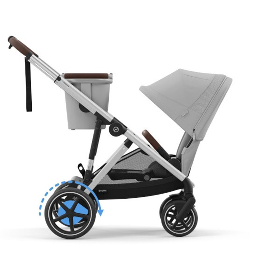 Poussette Gazelle S single/double - Châssis silver / Siège Stone Grey 