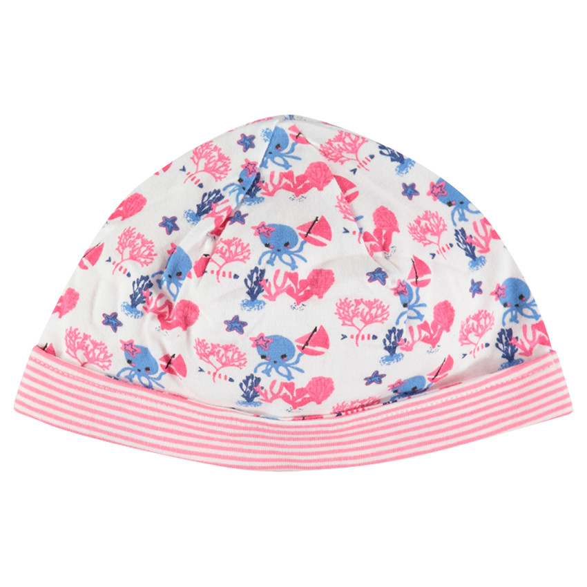 Bonnet esprit marin imprimé poulpe pour bébé fille 