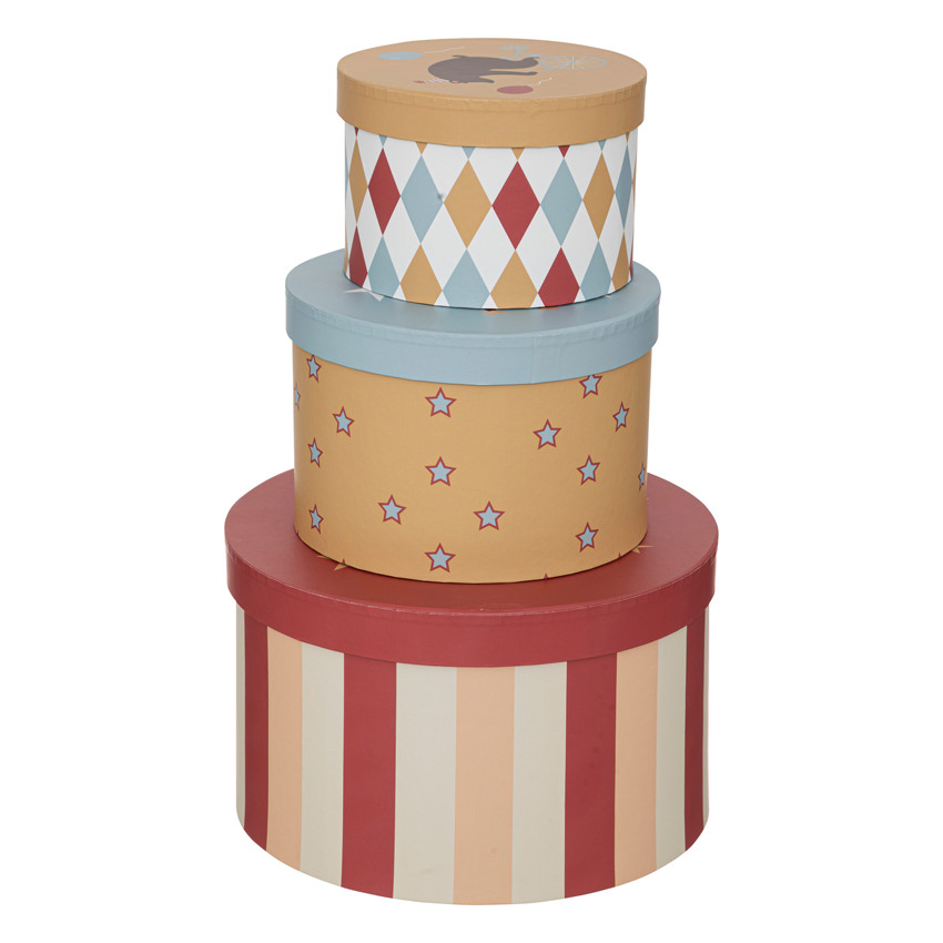Lot de 3 boîtes rondes en carton Circus 