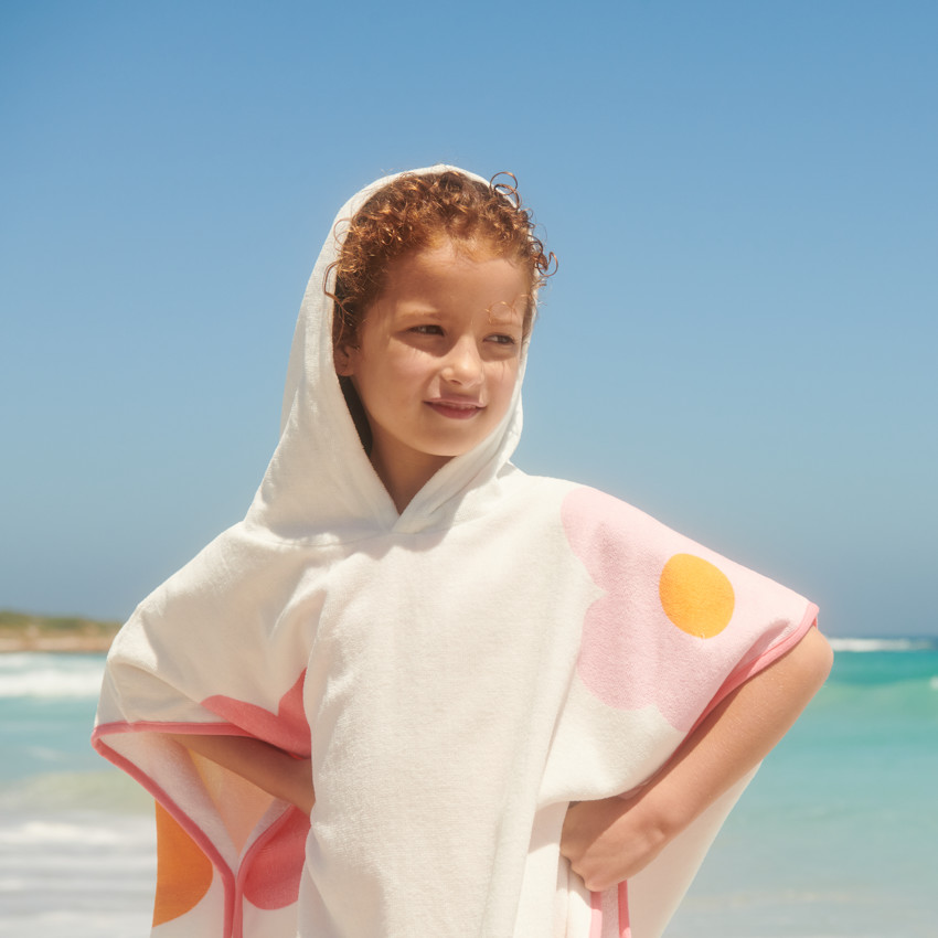 Cape de bain imprimé fleuri pour fille  