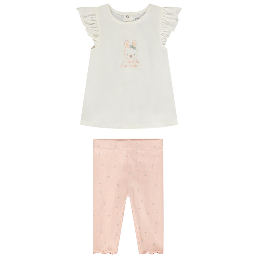 Ensemble 2 pièces tunique printée + corsaire imprimé pour bébé fille 