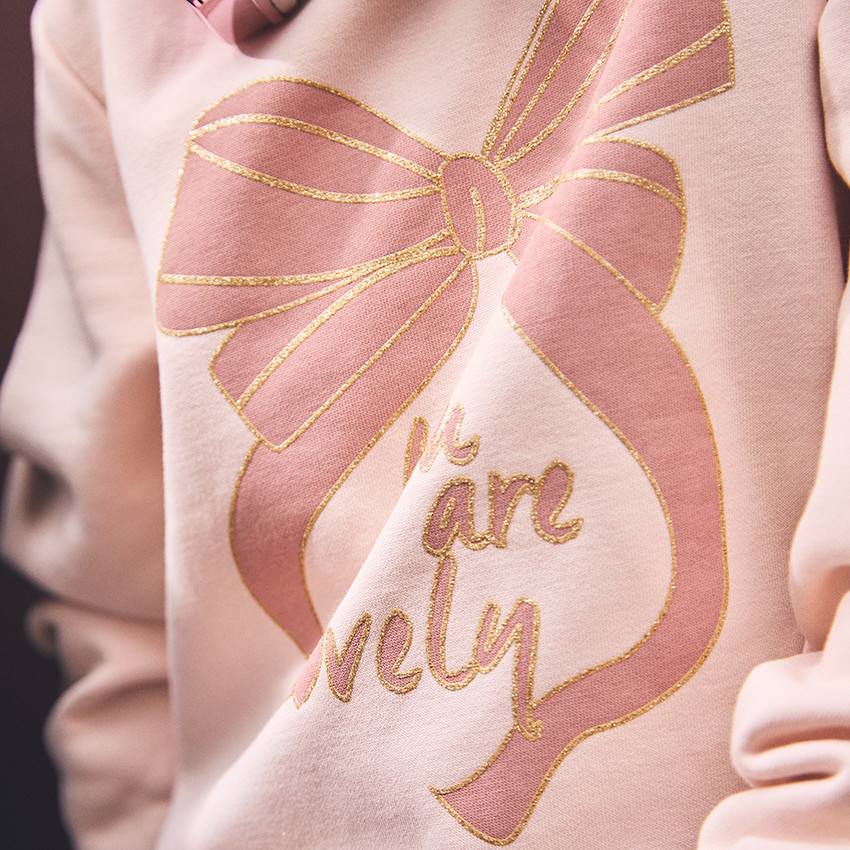 Sweat molleton print fantaisie pailleté pour fille 