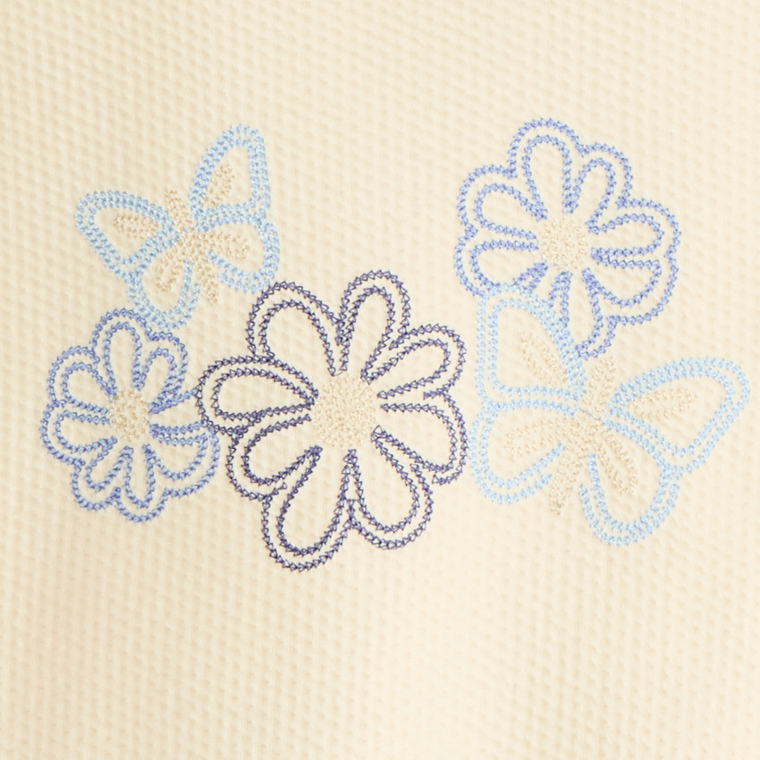 Sweat texturé fille broderies fleuries 