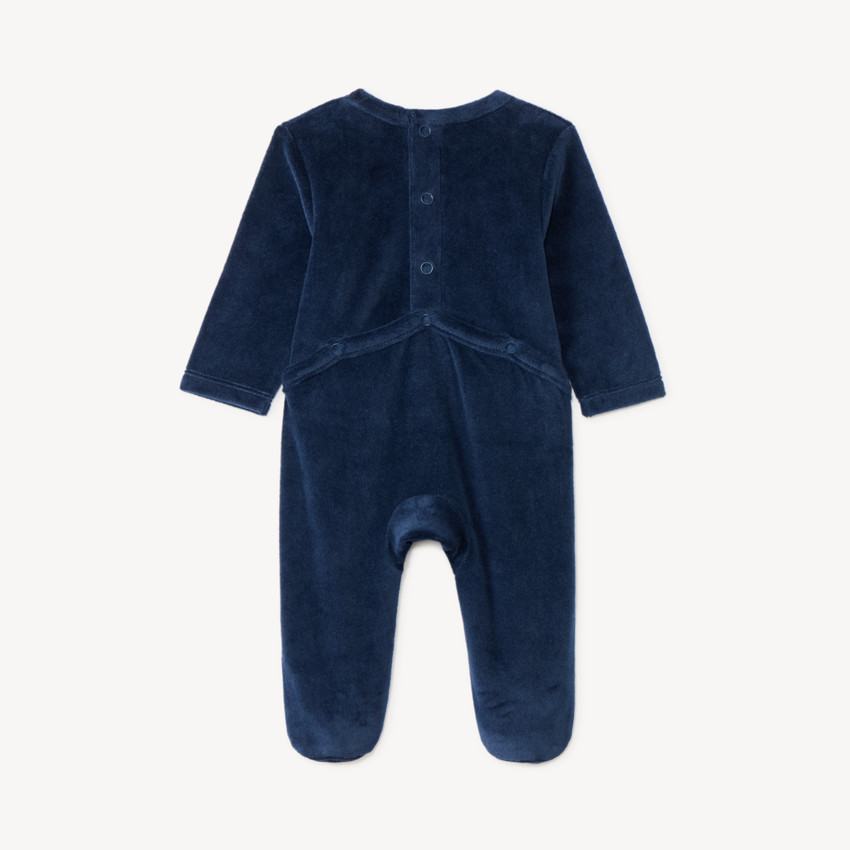 Dors-bien en velours bébé garçon broderie teckel 