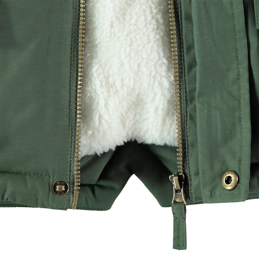 Parka en toile doublée sherpa à capuche amovible Main Parka en toile doublée sherpa à capuche amovible