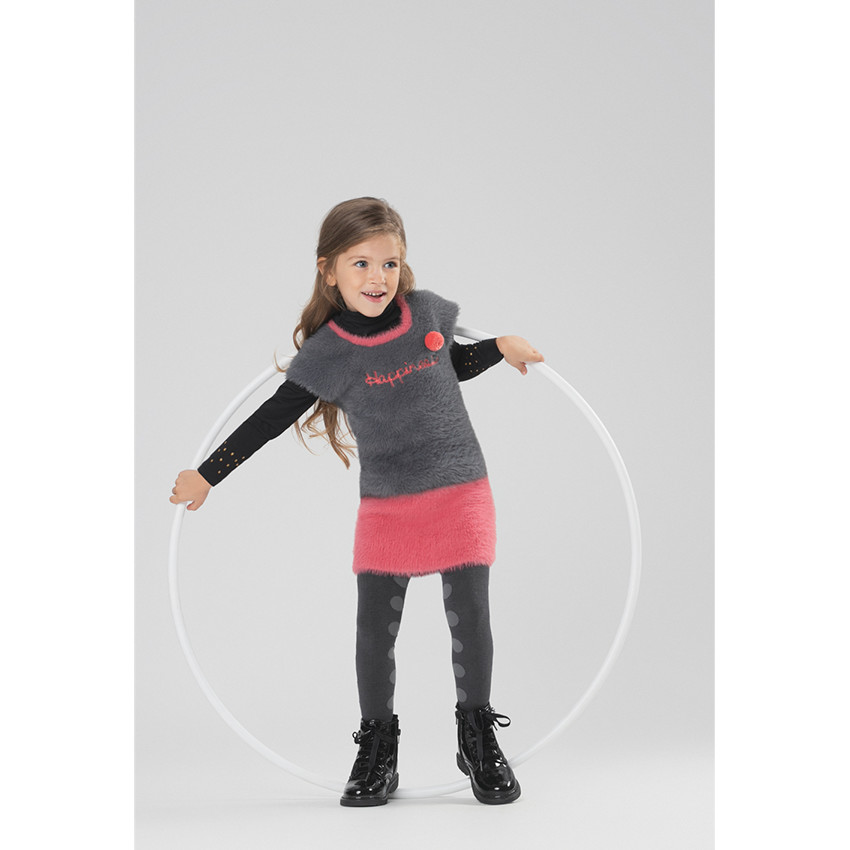 Lot de 2 collants épais unis / à pois en jacquard 