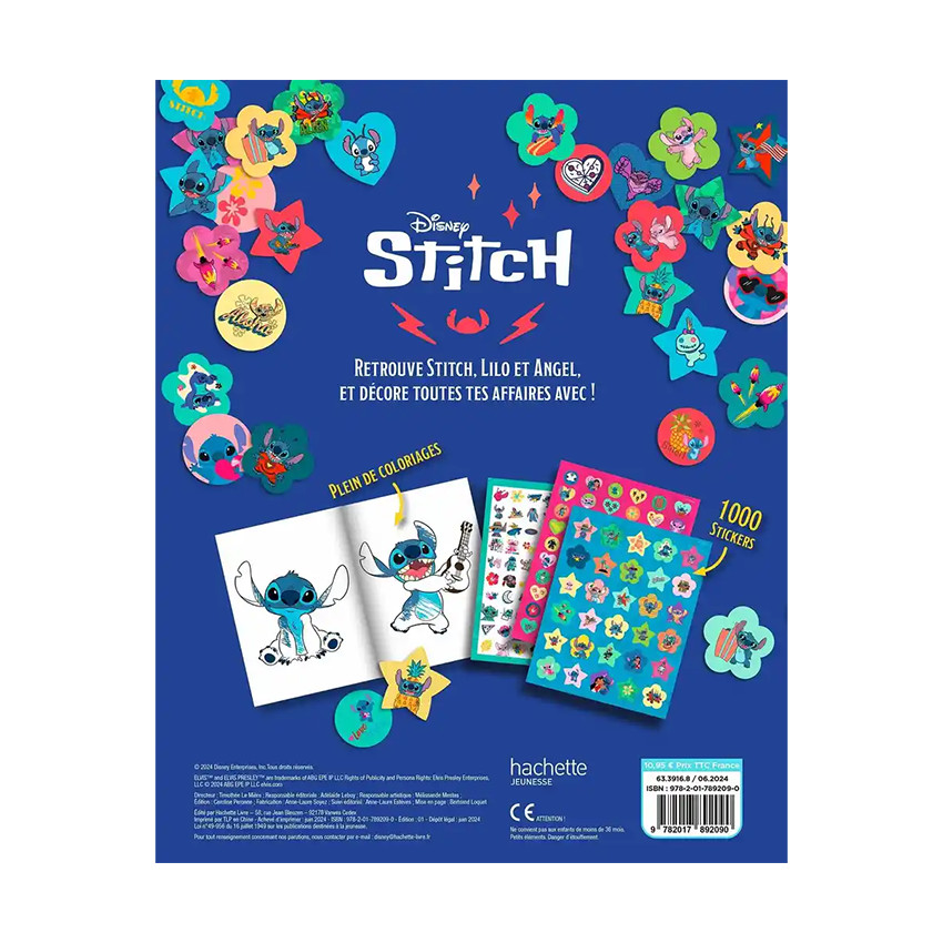 Livre de coloriages avec 1000 stickers Stitch Disney 