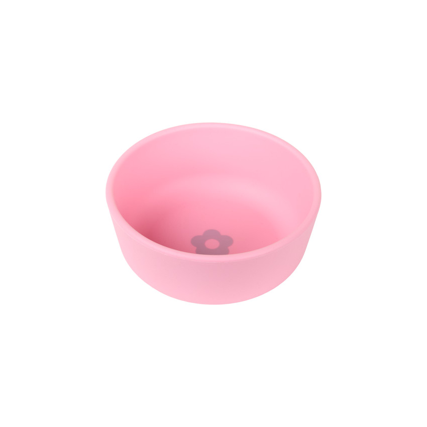 Bol en silicone avec motif fleur au fond et bords arrondis 