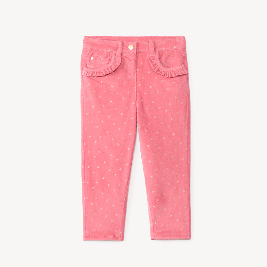 Pantalon velours doublé et imprimé cœur pour bébé fille
