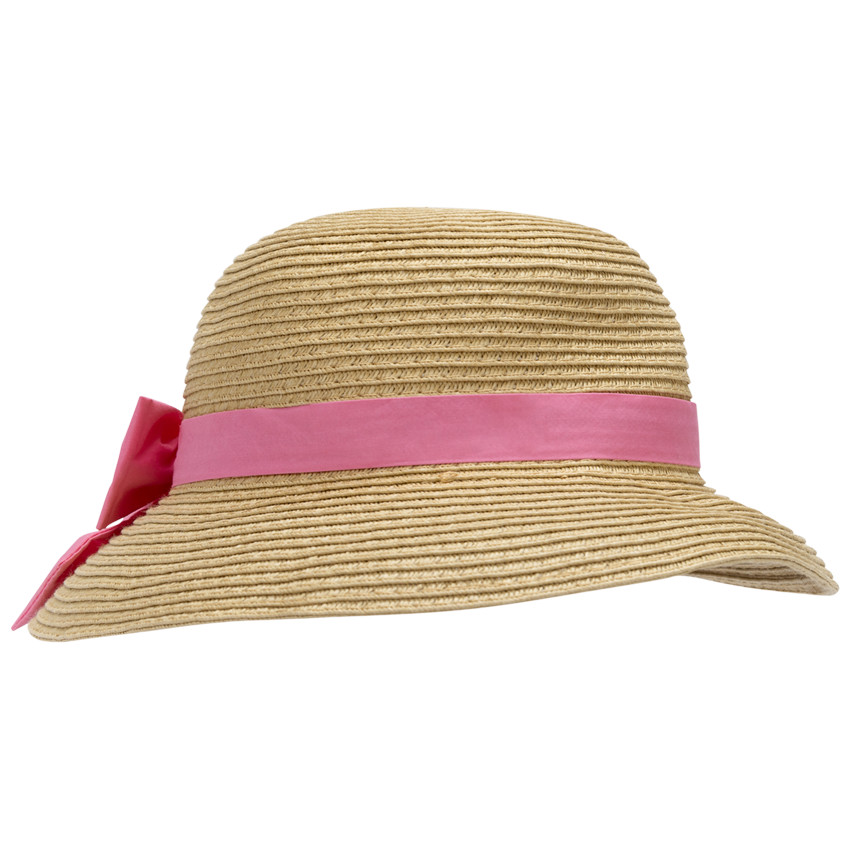 Capeline tressée avec gros nœud pour bébé fille