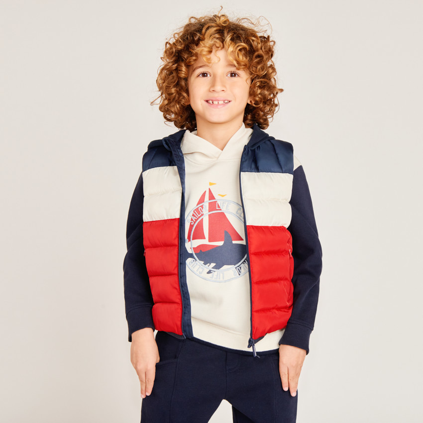 Doudoune sans manches à capuche effet color block pour garçon