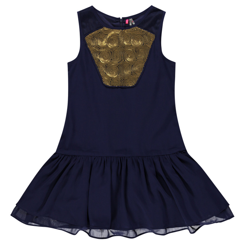 Junior - Robe en crêpe à volant avec motif sequins 