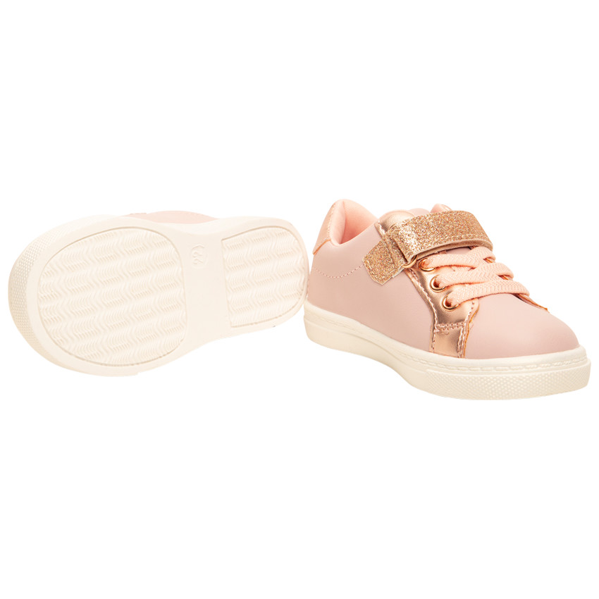 Baskets basses à scratch métallisées et pailletées pour bébé fille 