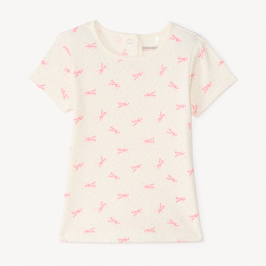 T-shirt manches courtes imprimé nœuds pour bébé fille