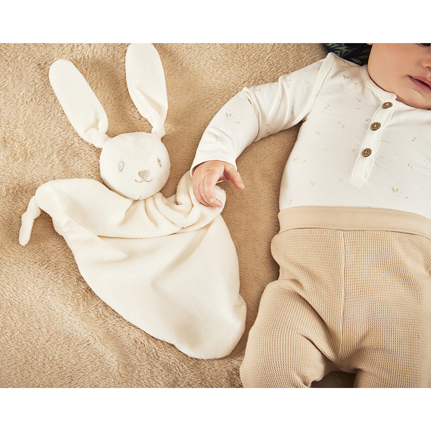 Doudou mouchoir lapin en velours pour bébé  