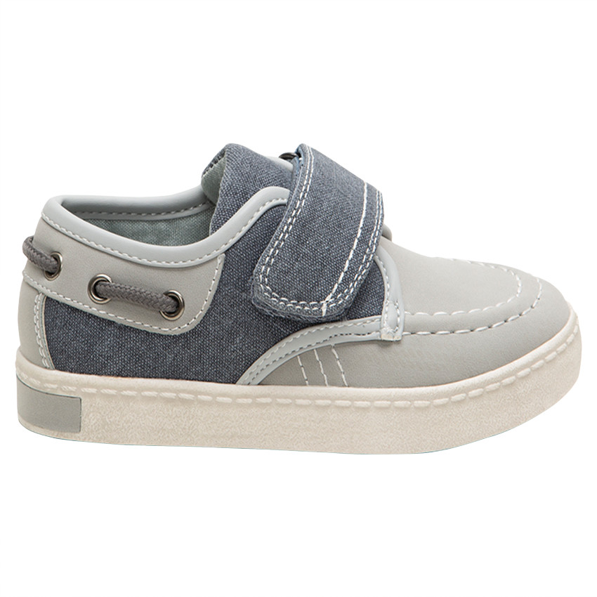 Baskets basses style bateau bi-matière avec scratch du 28 au 35 