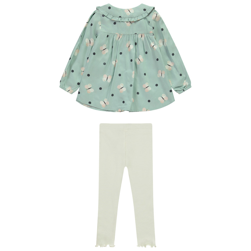 Ensemble long avec tunique imprimée papillons pour bébé fille 