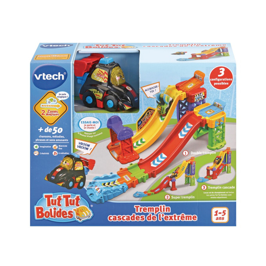 Garage Tut tut Bolides - Tremplins cascades de l'extrême + personnage Lucas  