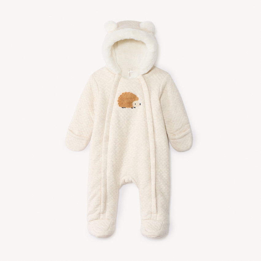 Combi-pilote broderie hérisson pour bébé garçon avec finitions différentes selon l'âge 