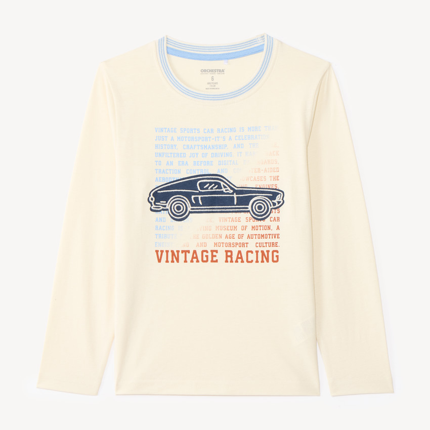 T-shirt manches longues garçon voiture vintage brodée 