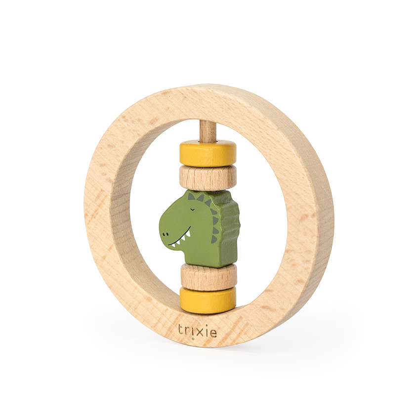 Hochet rond en bois Mr Dino  