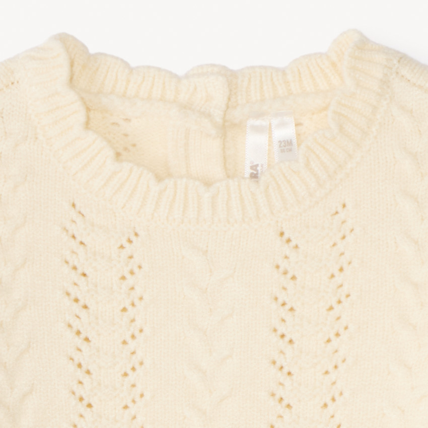 Pull en tricot fantaisie ajouré effet 2-en-1 pour bébé fille 