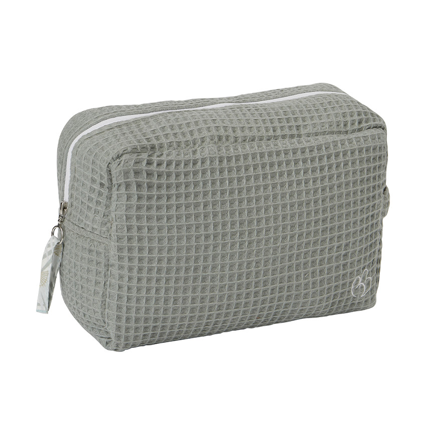 Trousse de toilette en nid d'abeille - Vert de gris 