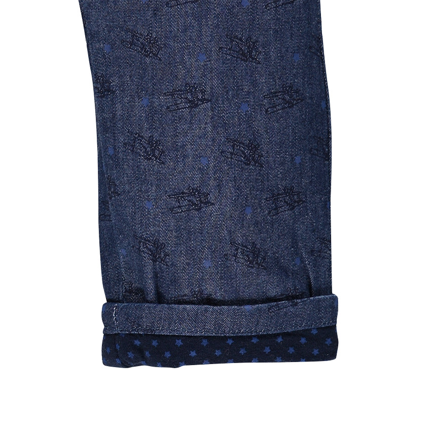 Combinaison longue en chambray imprimée avions all-over 