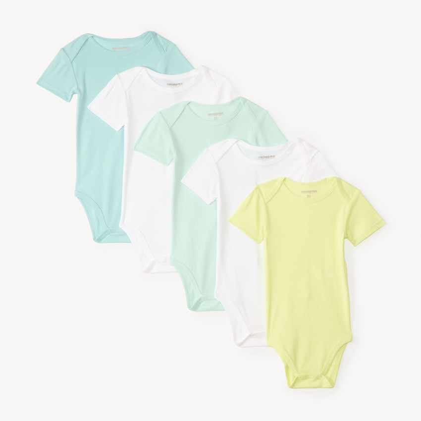 Lot de 5 bodies manches courtes unis pour bébé garçon