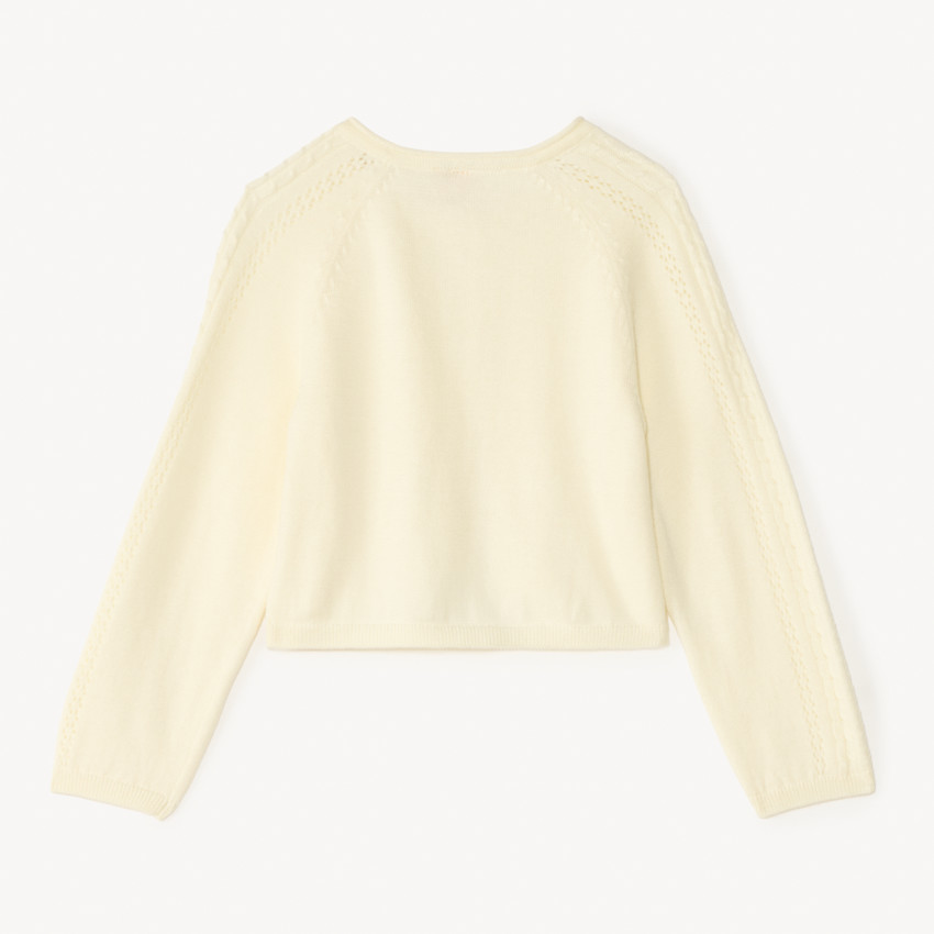 Boléro à manches longues en tricot ajouré pour bébé fille 