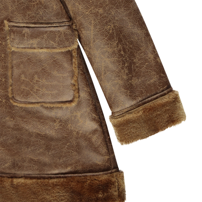 Junior - Manteau long en peau retourn?�e et fausse fourrure