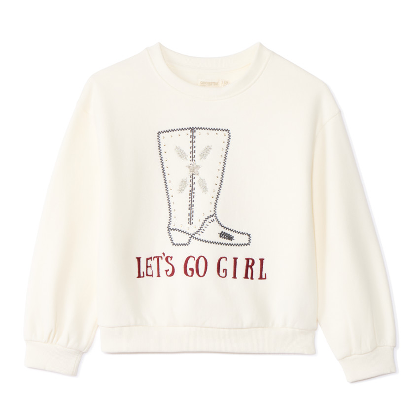 Sweat molleton oversize motif santiag pour fille 