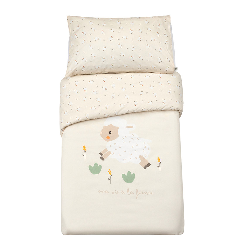 Housse de couette avec taie d'oreiller 60 x 120 cm La Vie à la Ferme