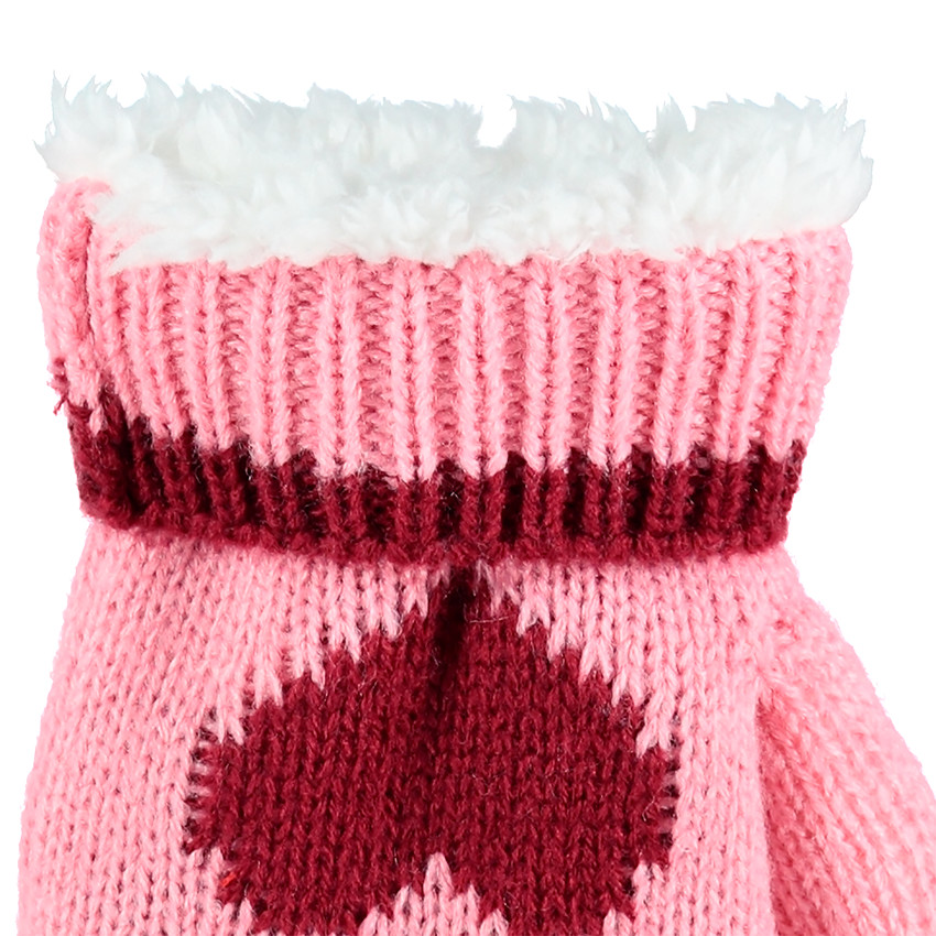 Ensemble bonnet en tricot poil et gants doublés sherpa  