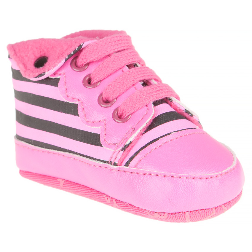 Babies montantes rayées avec revers et lacets