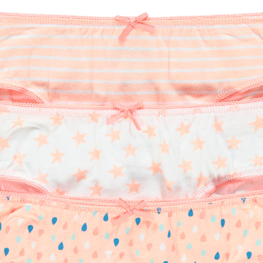 Lot de 3 culottes en coton imprimées/rayées 