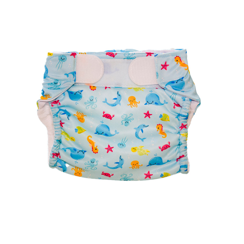 Maillot de bain couche lavable taille 1 avec imprimé animaux marins 